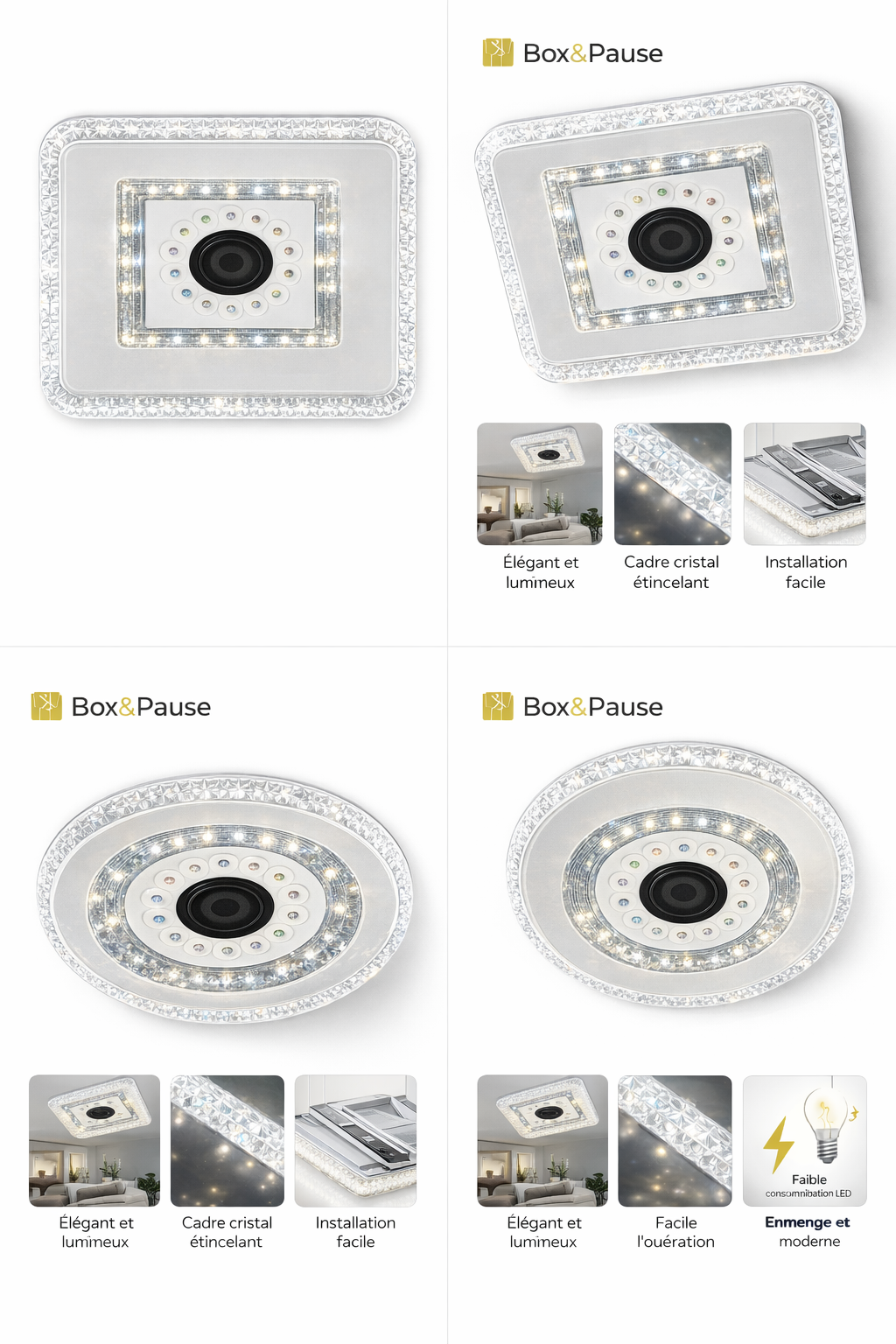 Plafonnier LED Design Effet Cristal – Éclairage Moderne