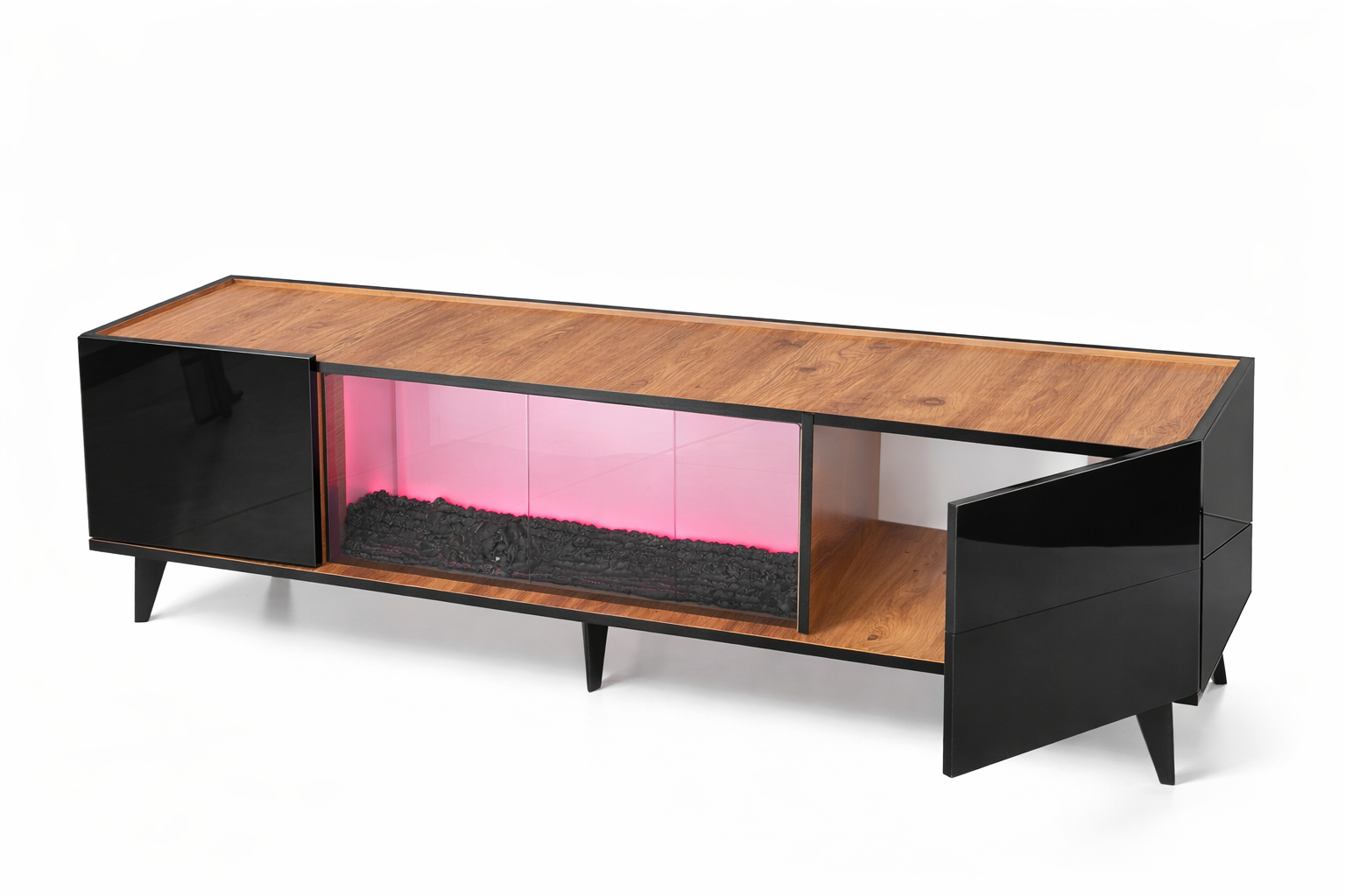 Meuble TV Design Premium avec Effet Cheminée LED